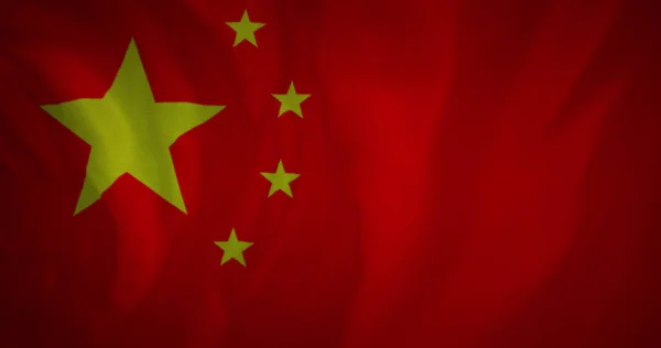 복제품 공간으로 중국의 깃발을 흔드는 이미지 애국심 개념은 디지털로 만들어 — 스톡 사진