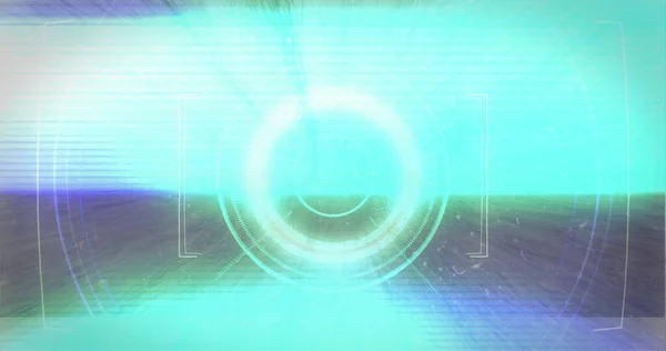 Cyfrowy Obraz Ścieżek Świetlnych Efekt Usterki Okrągłym Skanerze Neonowym Szarym — Zdjęcie stockowe