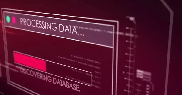 Digital Bild Digitalt Gränssnitt Med Databehandling Mot Röd Bakgrund Datorgränssnitt — Stockfoto