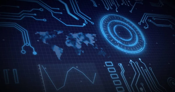 Bild Der Statistischen Aufzeichnung Und Scanner Auf Bildschirmen Über Dem — Stockfoto