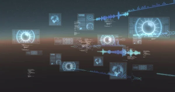 Ekranlardaki Dürbün Taraması Istatistik Kaydı Veri Işleme Resimleri Dijital Olarak — Stok fotoğraf
