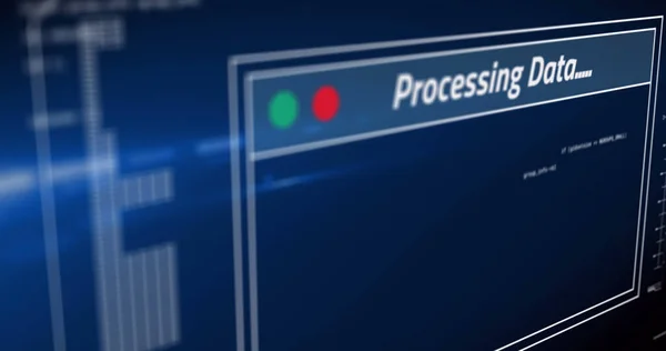 Image Numérique Interface Numérique Avec Traitement Données Sur Fond Bleu — Photo