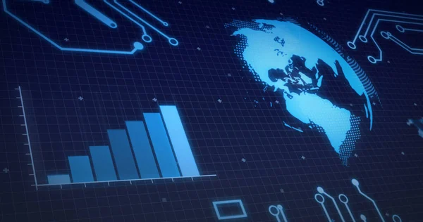 Wizerunek Globu Elementów Procesora Przetwarzania Danych Sieci Interfejs Cyfrowy Globalne — Zdjęcie stockowe