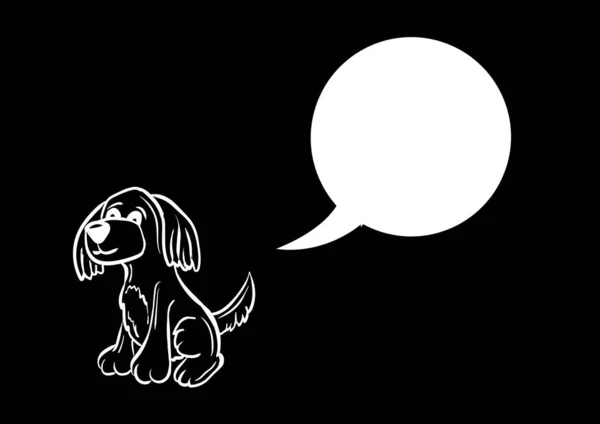 Digitales Bild Einer Leeren Sprechblase Über Einer Hundezeichnung Auf Schwarzem — Stockfoto