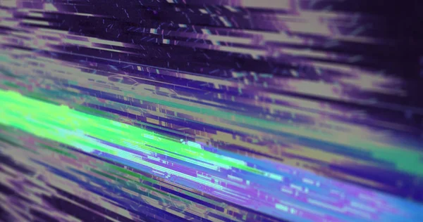Cyfrowy Obraz Ścieżek Świetlnych Efekt Usterki Okrągłym Skanerze Neonów Czarnym — Zdjęcie stockowe