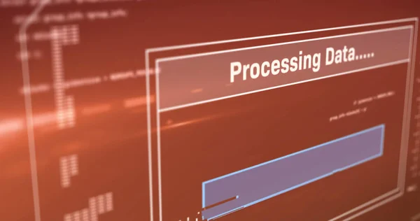 Digitální Obraz Digitálního Rozhraní Zpracováním Dat Červeném Pozadí Počítačové Rozhraní — Stock fotografie
