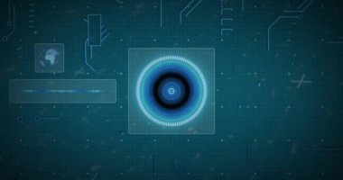 Kapsam taraması ve veri işleme animasyonu. küresel dijital arayüz, teknoloji ve ağ konsepti dijital olarak oluşturulmuş video.