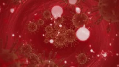 Moleküllerin ve yüzen kovid 19 hücrenin animasyonu. küresel covid 19 salgın konsepti dijital olarak oluşturulmuş video.