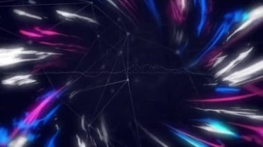 Bağlantılar ve ışık yollarının animasyonu. küresel veri işleme, ağlar, bağlantılar ve dijital arayüz konsepti dijital olarak oluşturulmuş video.