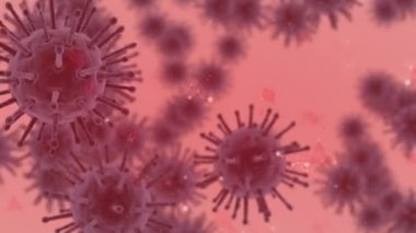 Yüzen makro covid 19 hücrenin animasyonu. küresel covid 19 salgın konsepti dijital olarak oluşturulmuş video.