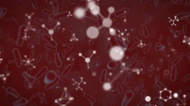 Moleküllerin ve yüzen kovid 19 hücrenin animasyonu. küresel covid 19 salgın konsepti dijital olarak oluşturulmuş video.