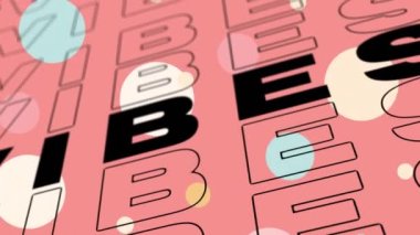 Mavi üzerinde yüzen balonlar olan pembe renkli titreşimlerin animasyonu. pozitif duygular, kutlama ve refah konsepti, dijital olarak oluşturulmuş video.