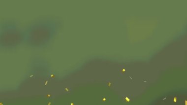 Yeşil arka planda konfetilerin düşüşünün animasyonu. desen, renk ve hareket konsepti dijital olarak oluşturulmuş video.