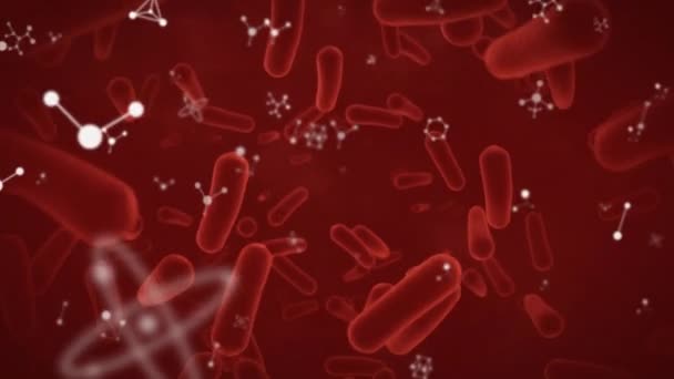 Animering Molekyler Som Snurrar Och Makrocovid Celler Global Covid Pandemikoncept — Stockvideo