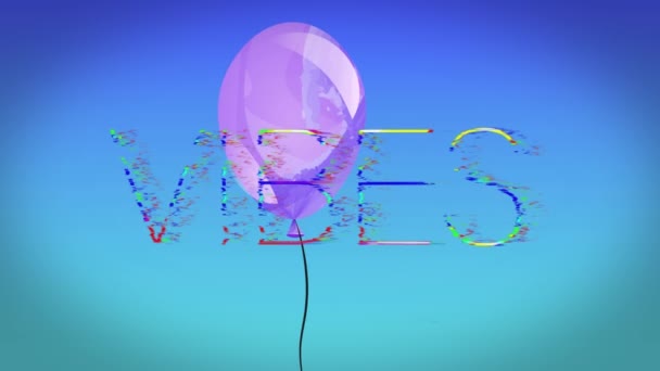 Animatie Van Het Woord Vibes Het Wit Met Zwevende Roze — Stockvideo