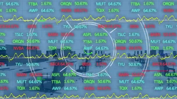 Boş Ofis Üzerinden Finansal Veri Işleme Tarama Animasyonları Küresel Dijital — Stok video