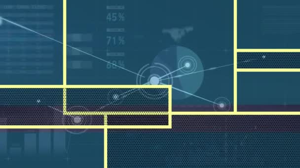 Animación Red Conexiones Procesamiento Datos Procesamiento Global Datos Redes Conexiones — Vídeos de Stock