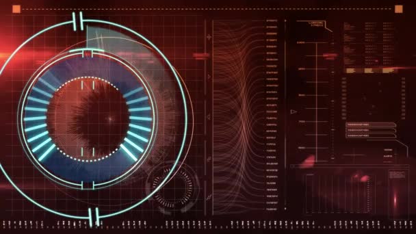 Animação Digitalização Escopo Processamento Dados Tela Digital Interface Digital Global — Vídeo de Stock