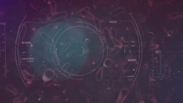 Animatie Van Scope Scanning Macro Bacteriën Covid Cellen Global Covid — Stockvideo