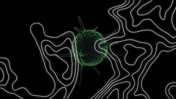 Animazione Del Grafico Topografico Movimento Sopra Galleggiante Verde Covid Cella — Video Stock