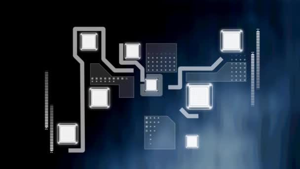 蓝色背景下的连接网络动画 全球商业 数字接口 技术和网络概念 — 图库视频影像