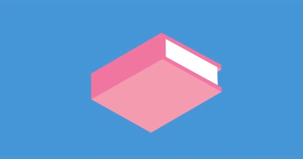 Digitale Animation Mehrerer Pinkfarbener Buchsymbole Die Vor Blauem Hintergrund Schweben — Stockvideo