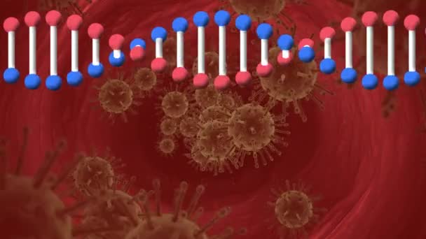 Animacja Przędzenia Nici Dna Makroskopowych Komórek Globalna Koncepcja Pandemii Wideo — Wideo stockowe