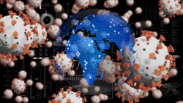컴포넌트 위에서 회전하는 지구본 애니메이션 인터페이스 데이터 코로나 바이러스 Coronavirus — 비디오