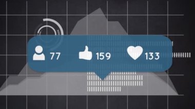 Sosyal medya simgelerinin istatistiklerle bağlantı ağı üzerinden canlandırılması. küresel sosyal medya, dijital arayüz, teknoloji ve bağlantılar konsepti dijital olarak oluşturulmuş video.