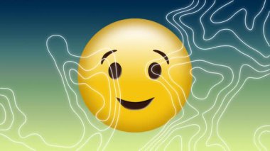 Yeşil arka planda mutlu emoji simgesi animasyonu. küresel sosyal medya, dijital arayüz, teknoloji ve ağ konsepti dijital olarak oluşturulmuş video.