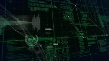 Veri işleme üzerine simgelerle bağlantı ağının animasyonu. küresel iş, dijital arayüz, teknoloji ve ağ konsepti dijital olarak oluşturulmuş video.