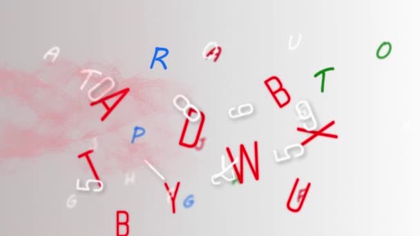 Animatie Van Cijfers Letters Wisselend Met Dna Draad Grijze Achtergrond — Stockvideo