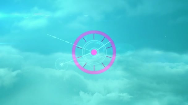 Animation Der Violetten Reichweite Und Des Netzwerks Von Verbindungen Auf — Stockvideo