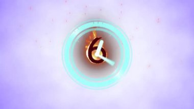 Leylak arka planında alevler içindeki 6 numaranın yükselen parçacıklarının animasyonu. kutlama, doğum günü ve yaş konsepti dijital olarak oluşturulmuş video.