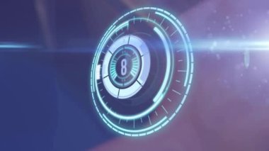 Hareket eden spot ışıkları ve karanlık arka planda dönen dairesel güvenli kilit animasyonu. küresel iş ve finans güvenlik teknolojisi ve iletişim konsepti dijital olarak oluşturulmuş video.