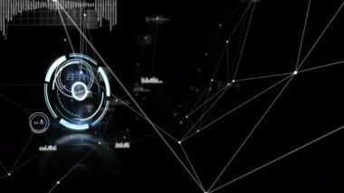 Kapsam taraması ve veri işleme ağının animasyonu. küresel dijital arayüz, teknoloji ve ağ konsepti dijital olarak oluşturulmuş video.