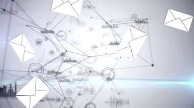 Bağlantı ağları üzerinden simgelerin canlandırılması. küresel sosyal medya, bağlantılar, dijital arayüz, teknoloji ve ağ konsepti dijital olarak oluşturulmuş video.