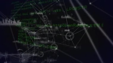 Veri işleme üzerine simgelerle bağlantı ağının animasyonu. küresel iş, dijital arayüz, teknoloji ve ağ konsepti dijital olarak oluşturulmuş video.