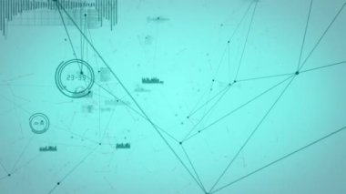 Yeşil arkaplanda veri işleme ve bağlantı ağının animasyonu. küresel iş, dijital arayüz, teknoloji ve ağ konsepti dijital olarak oluşturulmuş video.