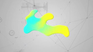 İstatistiklerle bağlantılı ağ üzerinde parlayan lekelerin canlandırması. küresel sosyal medya, dijital arayüz, teknoloji ve bağlantılar konsepti dijital olarak oluşturulmuş video.