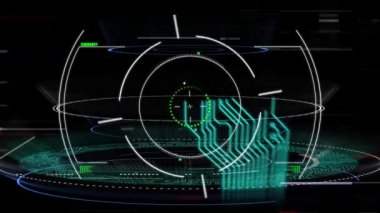 Devre kartının siyaha bağlı güvenli kilit ve veri işleme sistemi ile canlandırılması. küresel iletişim ve veri güvenliği teknolojisi kavramı, dijital olarak oluşturulmuş video.