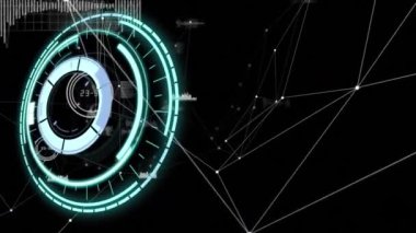 Kapsam taraması ve veri işleme ağının animasyonu. küresel dijital arayüz, teknoloji ve ağ konsepti dijital olarak oluşturulmuş video.