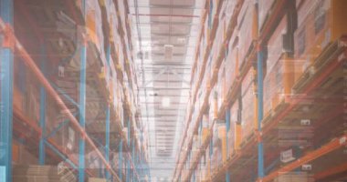 Depodaki finansal veri işleme animasyonu. küresel iş, veri işleme, dijital arayüz, teknoloji ve gönderme konsepti dijital olarak oluşturuldu.