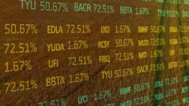 Tarım alanında finansal veri işleme animasyonu. küresel tarım, işletme, dijital arayüz, teknoloji ve ağ konsepti dijital olarak oluşturulmuş video.