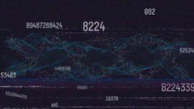 Sayıları değişen ekran animasyonu ve DNA ipliği. küresel dijital arayüz, teknoloji ve bağlantılar konsepti dijital olarak oluşturulmuş video