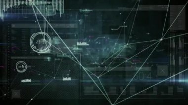 Veri işleme üzerine simgelerle bağlantı ağının animasyonu. küresel iş, dijital arayüz, teknoloji ve ağ konsepti dijital olarak oluşturulmuş video.
