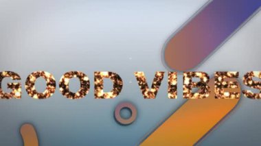 Sosyal medyanın animasyonu iyi titreşimler gri arkaplanda metinler ve şekiller. Klasik iletişim ve renk konsepti dijital olarak oluşturulmuş video.