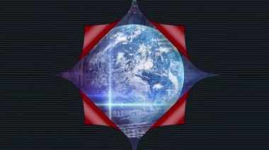 Kırmızı ekranın animasyonu dünyayı, istatistikleri ve finansal veri işlemesini ortaya çıkardı. küresel finansmanlar, iş dünyası, dijital arayüz, teknoloji ve ağ konsepti dijital olarak oluşturulmuş video.