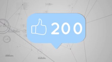 Sosyal medyanın animasyonu bağlantı ağı üzerindeki simgeyi parafladı. küresel sosyal medya, dijital arayüz, teknoloji ve ağ konsepti dijital olarak oluşturulmuş video.