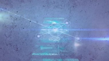 Mavi arkaplandaki ekran ve ağ bağlantılarının animasyonu. küresel dijital arayüz, teknoloji ve ağ konsepti dijital olarak oluşturulmuş video.